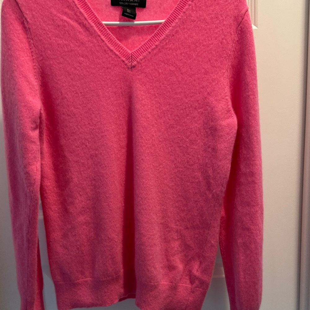 Tahari Bright Pink V-Neck Sweater